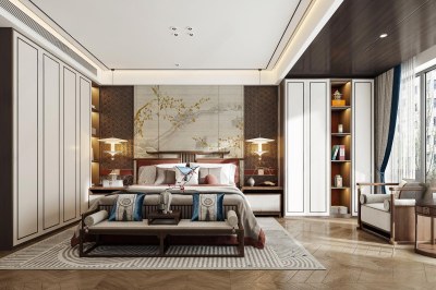 新中式家居卧室3D模型下载